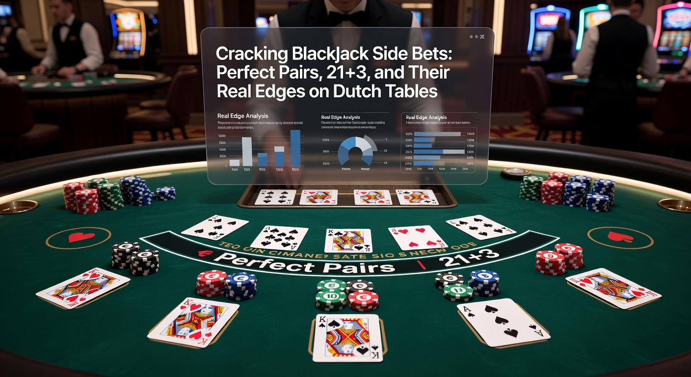 Blackjack tafel met side bets zoals Perfect Pairs en 21+3 zichtbaar, typisch voor Nederlandse online casinos