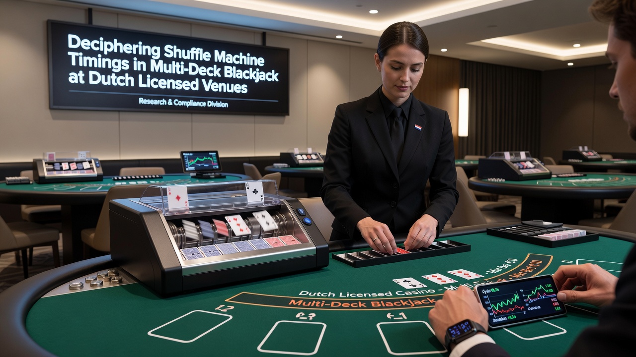 Technische weergave van shuffle timing meten bij multi-deck blackjack tafels