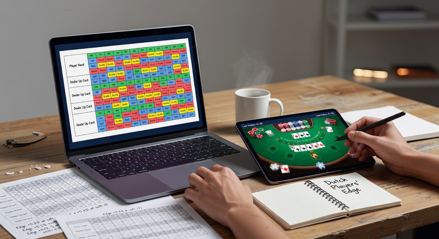 Een online blackjack tafel met lage inzetten, dealerhand en spelersopties zichtbaar op een mobiel scherm