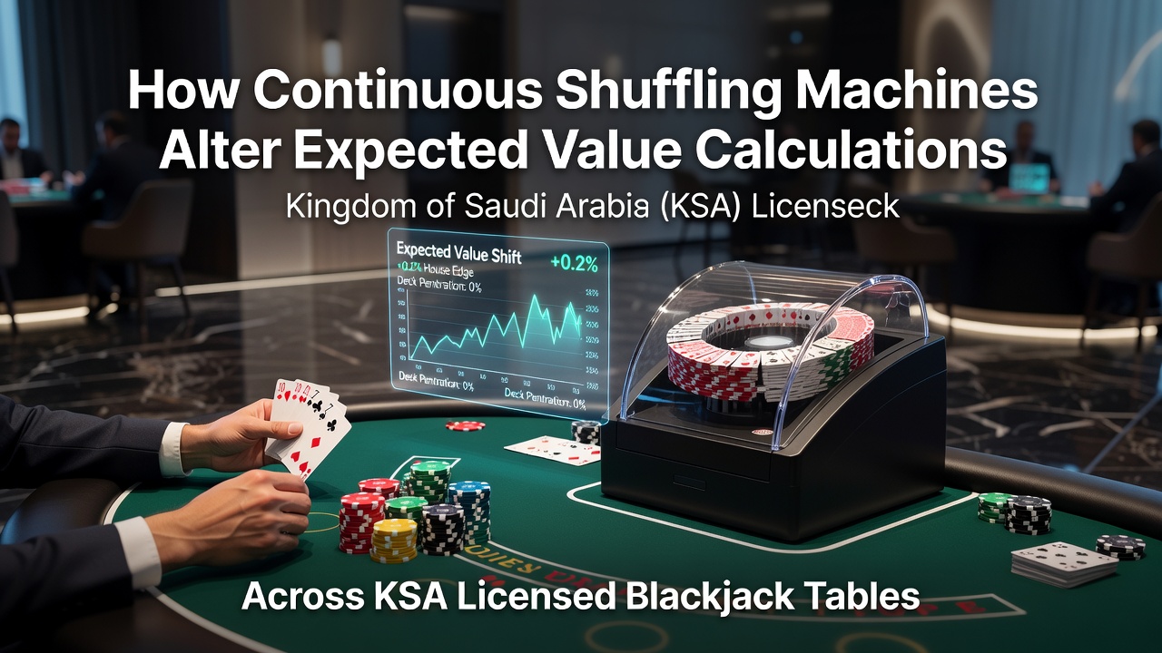 Continue shufflemachine in actie op een KSA-gelicentieerde blackjacktafel met kaarten die automatisch worden geschud