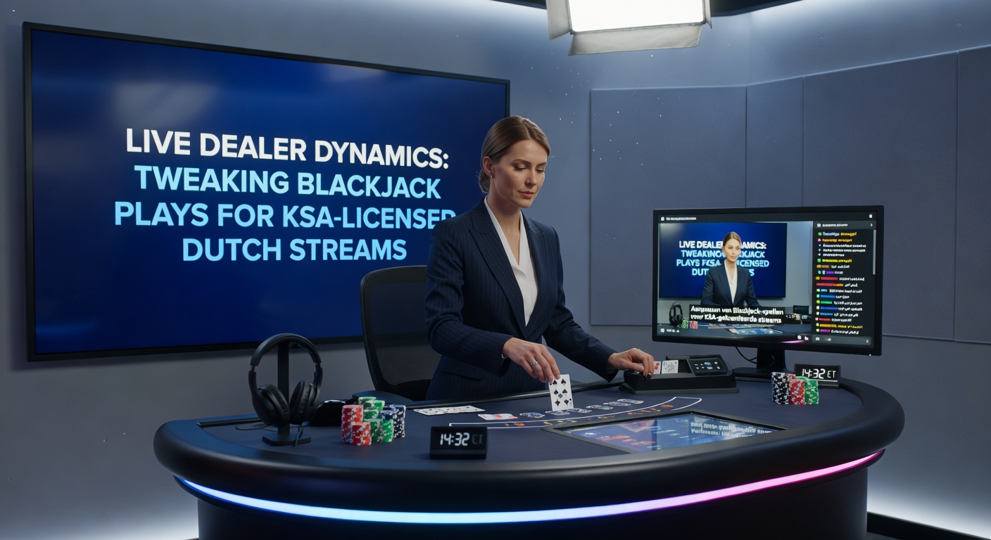 Live dealer aan een blackjacktafel in een KSA-gelicenseerd Nederlands online casino, met spelerskaarten en chips zichtbaar tijdens een sessie