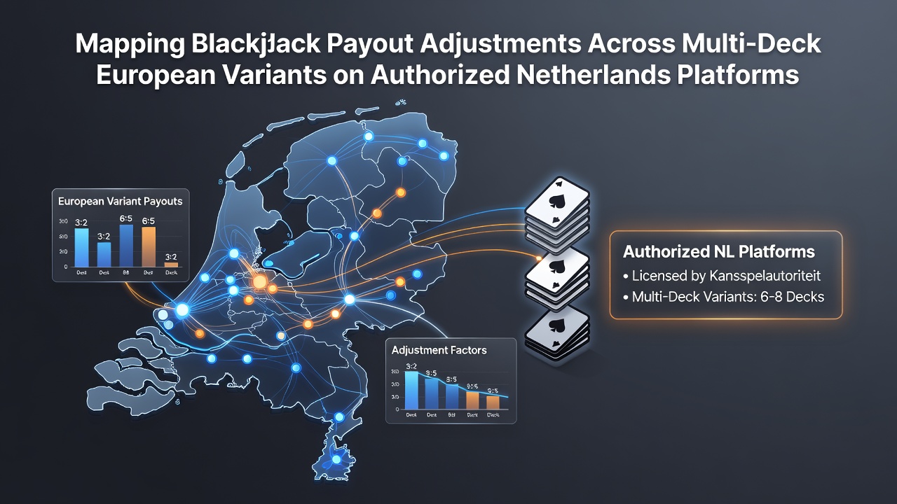 Diagram dat blackjack uitbetalingsstructuren toont in multi-deck Europese varianten op Nederlandse platforms