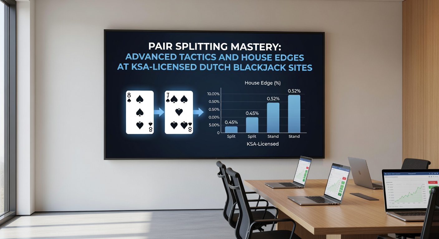 Grafiek met pair splitting beslissingsmatrix, toon house edge reducties bij verschillende dealer kaarten